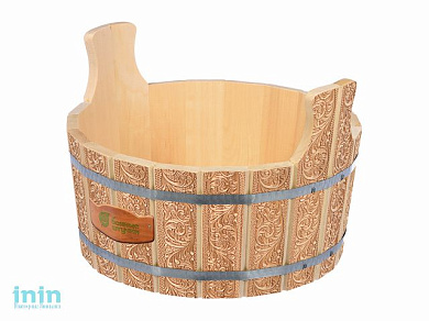 Ушат "шайка" 15 л, с орнаментом "Цветы", "Банные штучки" (БАННЫЕ ШТУЧКИ)