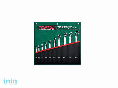 Набор ключей накидн. 75° 10 шт. в сумке (цвет:зелёный) TOPTUL (GRAI1001)