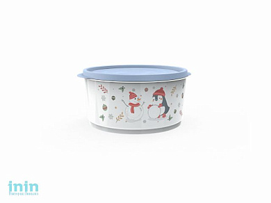 Контейнер круглый Christmas, 1,6 л, васильковый, BEROSSI (Изделие из пластмассы. Литраж 1.6 л  . Размер 195 х 178 х 91 мм)