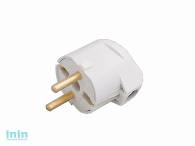 Вилка угловая (с/з, 16А, 250В) белая, Bylectrica (Вилка штепсельная с заземляющим контактом и боковым подводом провода Гарантийный срок:24 месяца)