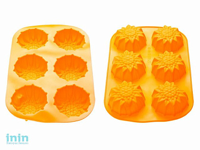 Форма для выпечки, силиконовая, прямоугольная на 6 кексов, 27.5 х 18 х 3 см, оранж., PERFECTO LINEA