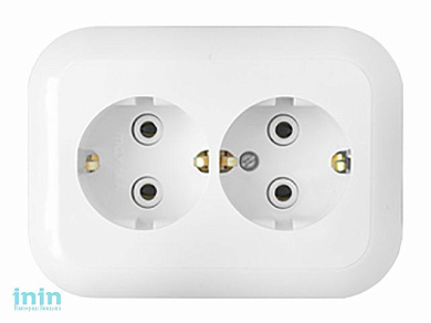 Розетка 2-ая (скрытая, с/з) белая, Гармония, Bylectrica (Розетка штепсельная двухместная скрытой установки, без шторки Гарантийный срок:24 месяца)