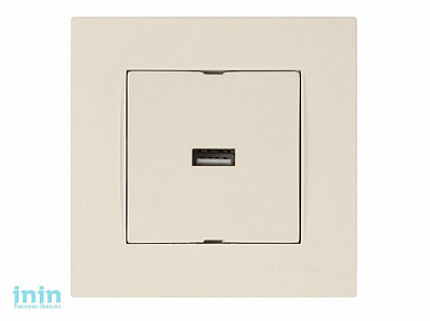 Розетка 1-ая USB (скрытая, горизонт.) кремовая, RITA, MUTLUSAN (USB charge, 5V-2.1A)