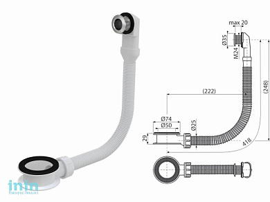 Слив-перелив для умывальника хромированный A328CR, Alcaplast (Слив-перелив для умывальника хромированный A328CR, Alcaplast)