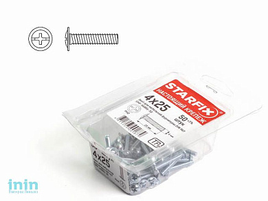 Винт М4х20 мм для мебельной фурнитуры, цинк, кл.пр. 5.8, DIN 967 (100 шт в пласт. конт.) STARFIX