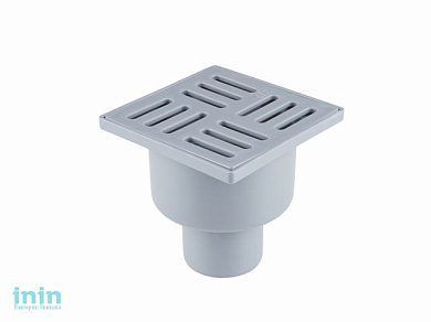 Сливной трап вертикальный D 50 с сухим затвором, решетка пласт. 100х100 мм, серый РосТурПласт (Трап пластиковый сухой затвор 50 вер.)