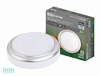 Светильник накладной LED ДПО "Антарес" 15Вт 4000К круг 180*66 мм мат.серебро IP54 TDM