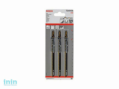 Пилка лобз. по стеклопластику/гипсокартону T340HM BOSCH(3 шт) (пропил прямой, грубый, Carbide Technology, разведенные зубья)