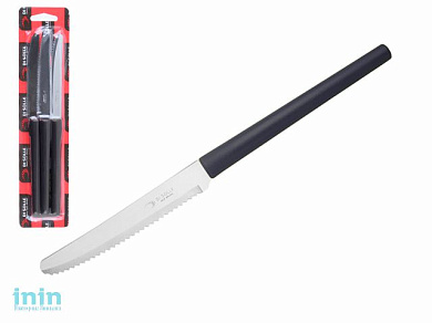 Набор ножей столовых, 3шт., серия MILLENIUN, черные, DI SOLLE (Длина: 213 мм, длина лезвия: 101 мм, толщина: 0,8 мм. Прочная пластиковая ручка.)