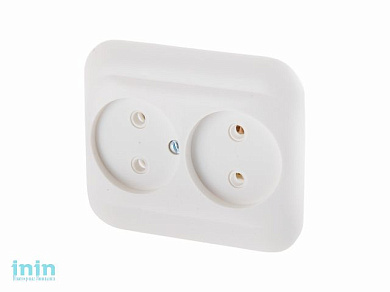 Розетка 2-ая (скрытая, б/з) белая, Эконом, Юпитер (РC16-007) (ЮПИТЕР)