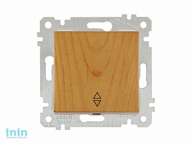 Выключатель проходной 1-клав. (скрытый, без рамки, пруж. зажим) дуб, RITA, MUTLUSAN (10 A, 250 V, IP 20)