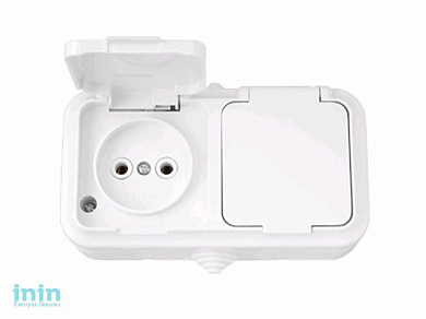 Розетка 2-ая (открытая, б/з, брызг. защ.)белая, Пралеска Аква, BYLECTRICA (штепсельная двухместная брызгозащищенная открытой установки Гарантийный сро