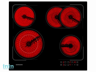 Панель варочная электрическая NORMANN BHC-6430A.BK (4 конф., 6600Вт, Hi-Light, двойная конф., овальн. конф)