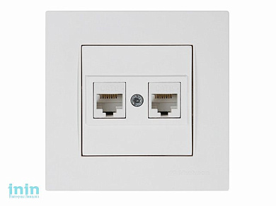 Розетка компьютерная 2xRJ45 (Cat6, скрытая) белая, RITA, MUTLUSAN