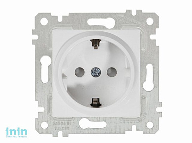 Розетка 1-ая (скрытая, без рамки, с/з, шторки) белая, RITA, MUTLUSAN (16 A, 250 V, IP 20)