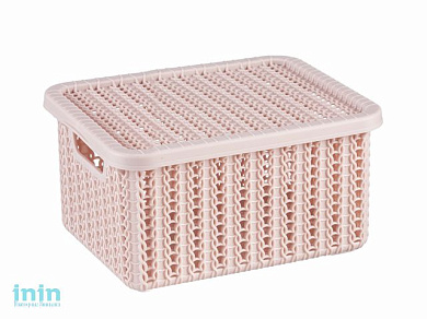 Ящик для хранения с крышкой ВЯЗАНИЕ 85х148х170мм (чайная роза) (IDEA)