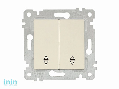 Выключатель проходной 2-клав. (скрытый, без рамки, пруж. зажим) кремовый, RITA, MUTLUSAN (10 A, 250 V, IP 20)