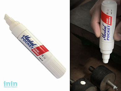 Маркер промышл. перманентный на основе жидк. краски MARKAL POCKET БЕЛЫЙ (Реверсивный наконечник: клин 3/10 мм, круглый 10мм. Цвет белый)