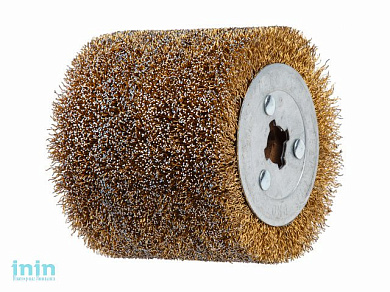 Щетка стальная с латунным покрытием 100х120 мм 0,5 мм WORTEX (диаметр 120 мм, ширина 100 мм, посадочный диаметр 19 мм, проволока 0,5 мм)