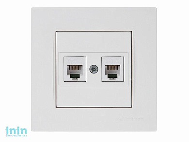 Розетка телефонная 2хRJ12 (скрытая) белая, RITA, MUTLUSAN
