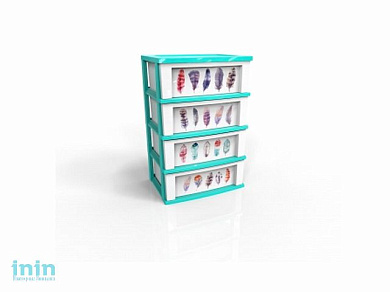 Комод Serenity 4-х секционный, бирюза, BEROSSI (Изделие из пластмассы. Размер 540 х 382 х 820 мм)