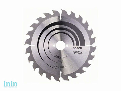 Диск пильный 230х30 мм 24 зуб. по дереву OPTILINE WOOD BOSCH (твердоспл. зуб)