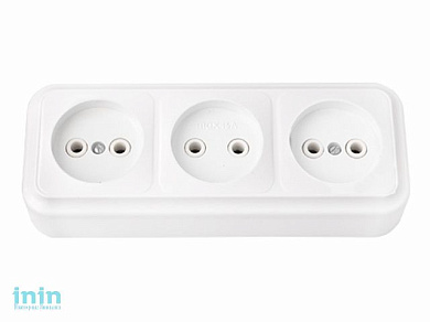 Розетка 3-ая (открытая, б/з) белая, Пралеска, Bylectrica (Гарантийный срок:24 месяца)