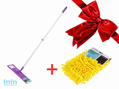 Швабра для пола с насадкой из микрофибры, фиолетовая + Сменная нас. из шенилла, желтая, PERFECTO LIN (ПРОМО ЭКОНОМИЯ 17%) (PERFECTO LINEA)
