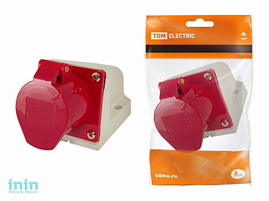Розетка силовая 115 стационарная 16А 380В 5 pin 3Р+РЕ+N IP44 TDM