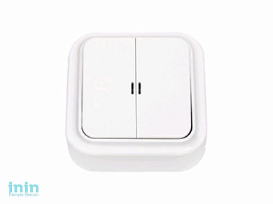 Выключатель 2 клав. (открытый, 10А) со световой индикацией, белый, Пралеска, BYLECTRICA (Выключатель двухклавишный со световой индикацией открытой уст