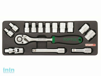 Набор-сет головок 1/2" 8-24мм 15предм. 6гр. TOPTUL (GCAT1502)