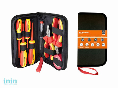 Набор диэлектрического инструмента №1, тканевый пенал, 8 предметов,  1000 В, "ЭкспертЭлектрик" TDM (Набор диэлектрического инструмента №1, тканевый пе