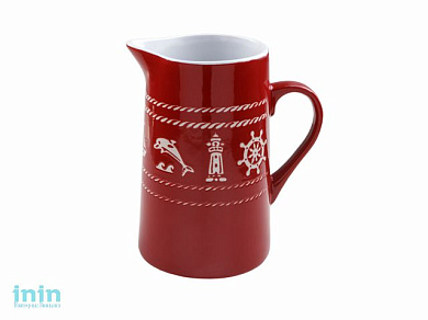 Кувшин керамический, 1050 мл, Морская история, красный, PERFECTO LINEA (Функционал+декор)