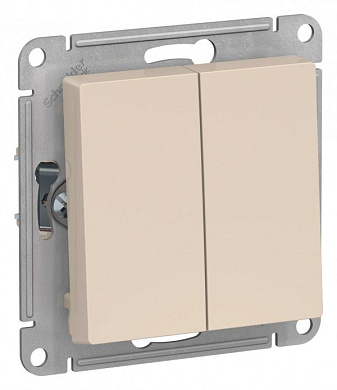 Выключатель 2-й проходной Atlas Design бежевый, ATN000265