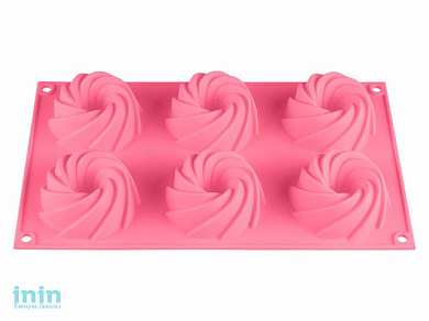 Форма для выпечки, силиконовая, прямоугольная на 6 кексов, 29.2 х 17.3 х 3.5 см, роз.,PERFECTO LINEA