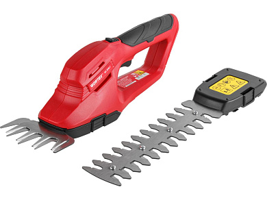 Аккум. ножницы садовые WORTEX SG 7215-1 в кор. + насадка-кусторез (7.2 В, 1 акк., 2.0 А/ч, Li-Ion, шир. 100 мм (для травы), длина 200 мм (кусторез))