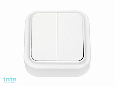 Выключатель 2 клав. (открытый, 6А) белый, Пралеска, Bylectrica (Выключатель двухклавишный открытой установки Гарантийный срок:24 месяца)