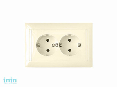 Розетка 2-ая (скрытая, с/з) бежевый, Стиль, BYLECTRICA (штепсельная двухместная скрытой установки Гарантийный срок:24 месяца)