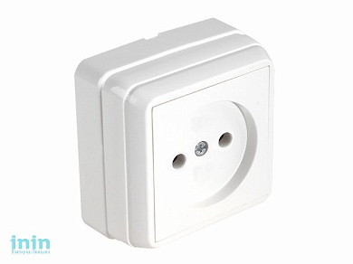 Розетка 1-ая (открытая, б/з) белая, BRON, MUTLUSAN (10 A, 250 V, IP 20)