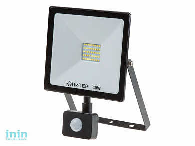 Прожектор светодиодный с датч. движ. 30 Вт 6500K IP44 ЮПИТЕР (2600 лм, холодный белый свет)