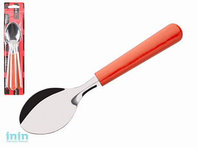 Набор ложек столовых, 3шт., серия PARATY, коралловые оранжевые, DI SOLLE (Длина: 185 мм, толщина: 0,8 мм. Прочная пластиковая ручка.)