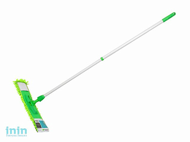Швабра для пола с насадкой из шенилла, зеленая + Кружка кер, 450 мл, серия Черепаха, бело-зеленая (промо) (PERFECTO LINEA)