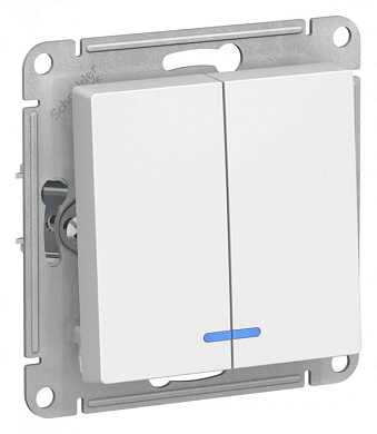 Выключатель 2-клавишный с подсветкой Schneider Atlas Design, ATN000153