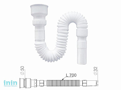 Сифон для писсуара гофрированный, NOVA