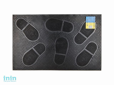 Коврик придверный 58х36,5 см, черный, "Следы", TM YPgroup (Размер 58х36,5 см. Материал: вулканизированная непористая резина.)