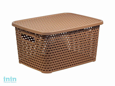 Ящик для хранения с крышкой РОТАНГ 280х185х126мм (беж.) (IDEA)