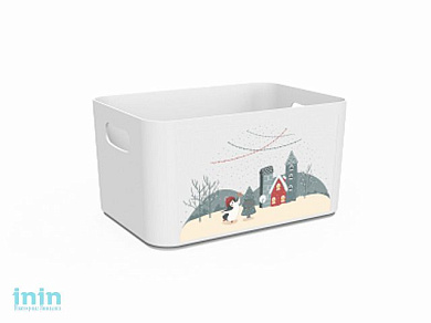 Корзина Christmas, снежно-белый, BEROSSI (Изделие из пластмассы. Литраж 2.4 литра  . Размер 227 х 158 х 121 мм)
