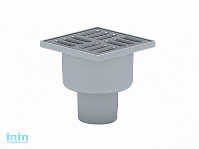 Сливной трап вертикальный D 50 TQ5202 с сухим затвором, решетка нерж. 100х100 мм, серый РосТурПласт (Трап пластиковый сухой затвор 50 вер.)