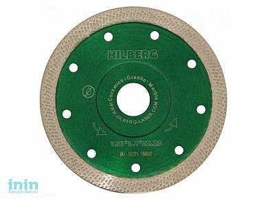Алмазный круг 125х22 мм по керамике сплошн.ультратонкий S-тип Turbo HILBERG (1,22мм)