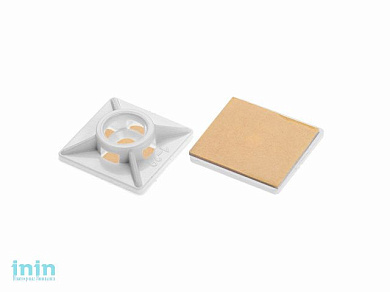 Площадка для хомута-стяжки 27х27 мм самоклеящаяся, белая (100 шт) STARFIX